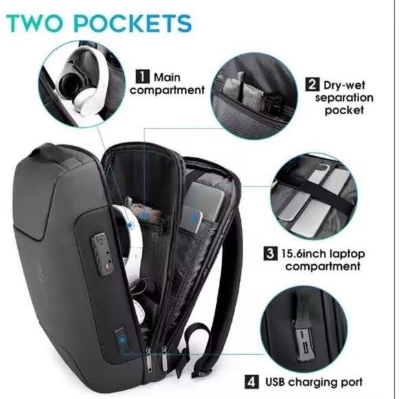 Anti Theft Business Backpack Fits 15.6 Inch Laptop,Smart Work Backpack - Picture 3 of 7